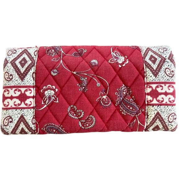 Vera Bradley Retired Vintage Checkbook Wallet Red‎ Creme Paisley - Picture 2 of 7